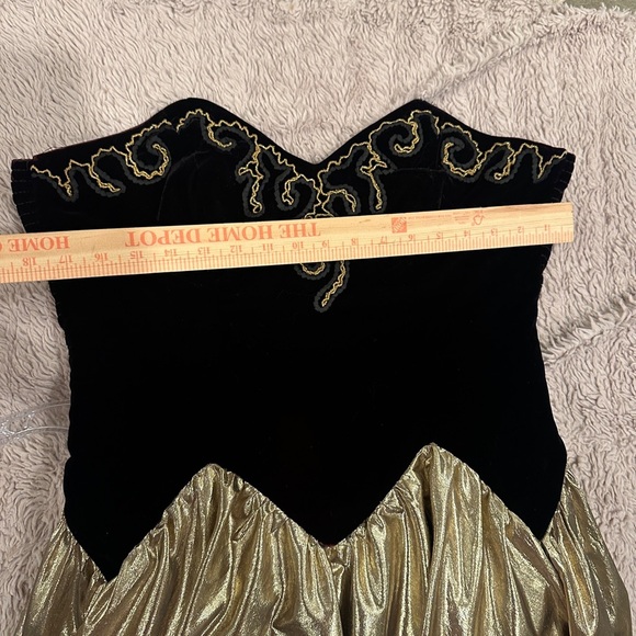 vintage 1980s gunne sax style Black Gold Bow Strapless Holiday Dress Bow - Picture 7 of 14